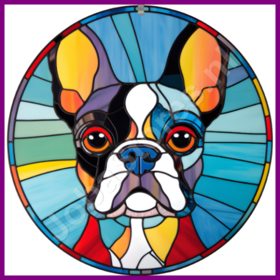 Diamond Painting Hund im Bleiglasstil - Boston Terrier 01