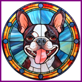 Diamond Painting Hund im Bleiglasstil - Boston Terrier 02