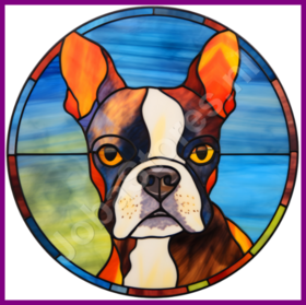 Diamond Painting Hund im Bleiglasstil - Boston Terrier 03