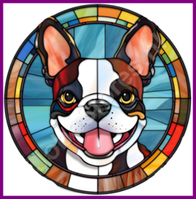 Diamond Painting Hund im Bleiglasstil - Boston Terrier 04