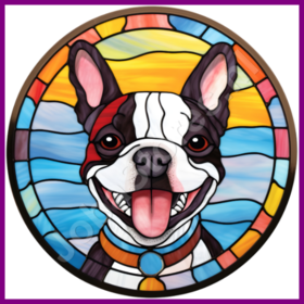 Diamond Painting Hund im Bleiglasstil - Boston Terrier 05