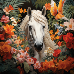 Diamond Painting Pferd zwischen Blumen