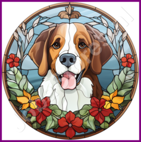 Diamond Painting Bleiglas Weihnachts-Hund 03