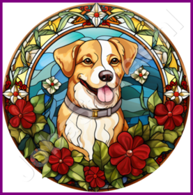 Diamond Painting Bleiglas Weihnachts-Hund 06