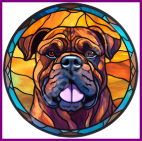 Diamond Painting Glas-in-Blei Hund - Bullmastiff 01