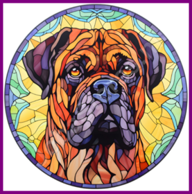 Diamond Painting Glas-in-Blei Hund - Bullmastiff 05
