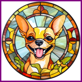 Diamond Painting Glas im Bleiglas Hund - Chihuahua 01