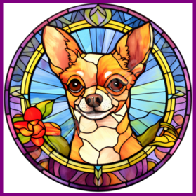 Diamond Painting Glas im Bleiglas Hund - Chihuahua 03