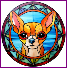 Diamond Painting Glas im Bleiglas Hund - Chihuahua 04