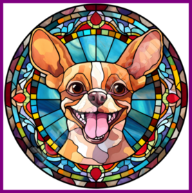 Diamond Painting Glas im Bleiglas Hund - Chihuahua 05