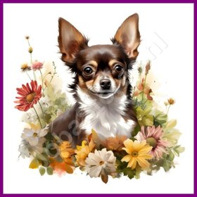 Diamond Painting Chihuahua mit Blumen 02