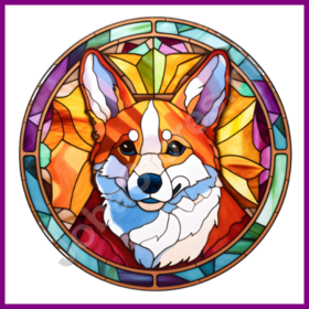 Diamond Painting Tiffany-Hund - Corgi 04