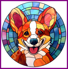 Diamond Painting Tiffany-Hund - Corgi 05