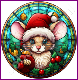 Diamond Painting Bleiglas Weihnachtsmütze Maus