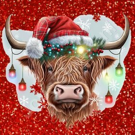 Diamond Painting Schottischer Hochlandrind Weihnachten 06