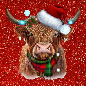 Diamond Painting Schottischer Hochlandrind Weihnachten 08