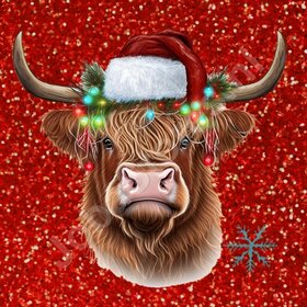 Diamond Painting Schottischer Hochlandrind Weihnachten 09