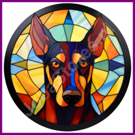 Diamond Painting Glas in Blei Hund - Dobermann 01