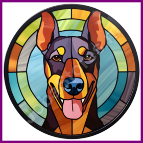 Diamond Painting Glas in Blei Hund - Dobermann 02