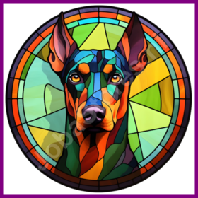 Diamond Painting Glas in Blei Hund - Dobermann 03