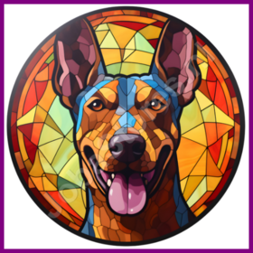 Diamond Painting Glas in Blei Hund - Dobermann 04