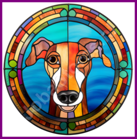 Diamond Painting Hunde im Bleiglasstil - Greyhound 01