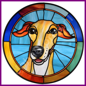 Diamond Painting Hunde im Bleiglasstil - Greyhound 02