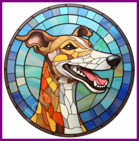 Diamond Painting Hunde im Bleiglasstil - Greyhound 03