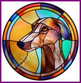 Diamond Painting Hunde im Bleiglasstil - Greyhound 04