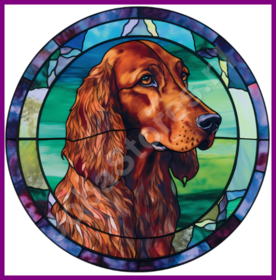 Diamond Painting Buntglas Hund - Irischer Setter 01