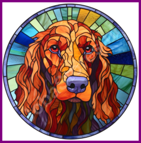 Diamond Painting Buntglas Hund - Irischer Setter 04