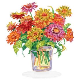Diamond Painting Stehendes Ornament "Vase mit Blumen" (20cm)