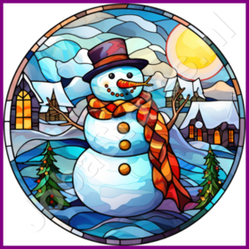 Diamond Painting Buntglas Weihnachts-Schneemann 01