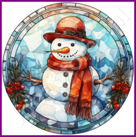 Diamond Painting Buntglas Weihnachts-Schneemann 04