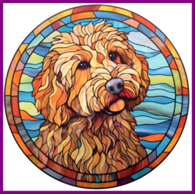 Diamond Painting Buntglas Hund - Labradoodle 01