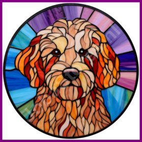 Diamond Painting Buntglas Hund - Labradoodle 02