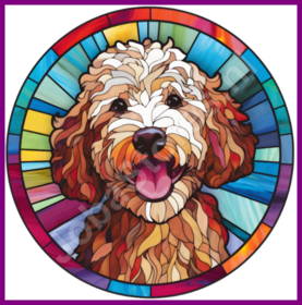 Diamond Painting Buntglas Hund - Labradoodle 03