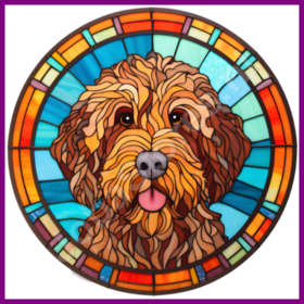 Diamond Painting Buntglas Hund - Labradoodle 04