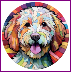 Diamond Painting Buntglas Hund - Labradoodle 05