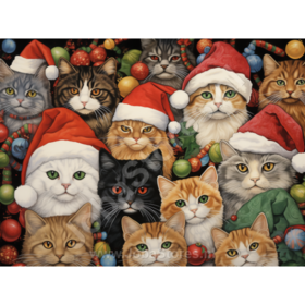 Diamond Painting Katzen mit Weihnachtsmützen 04