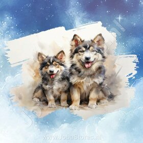 Diamond Painting Aquarell Hund - Alaska Malamute 01