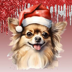 Diamond Painting Chihuahua mit Weihnachtsmütze 02