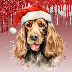 Diamond Painting Cocker Spaniel mit Weihnachtsmütze