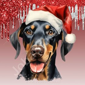 Diamond Painting Dobermann mit Weihnachtsmütze