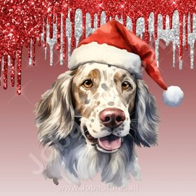 Diamond Painting Irischer Setter mit Weihnachtsmütze