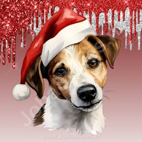 Diamond Painting Jack Russell mit Weihnachtsmütze