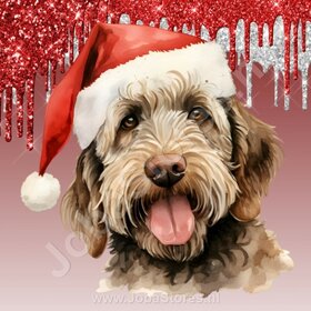 Diamond Painting Labradoodle mit Weihnachtsmütze