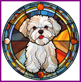 Diamond Painting Buntglas Hund - Malteser 01