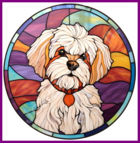 Diamond Painting Buntglas Hund - Malteser 05