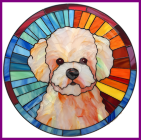 Diamond Painting Buntglas Hund - Bichon Frise 01